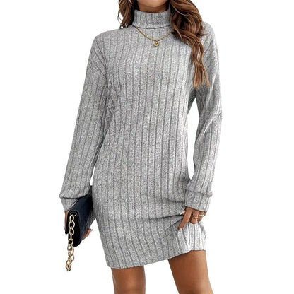 🌸Hot Sale 50% OFF💖Women's Ribbed Turtleneck Long Sleeve Sweater Dress