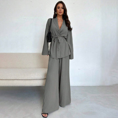 🌸Hot Sale 50% OFF💖Women’s Elegant V-Neck Top & Wide-Leg Pants 2-Piece Set