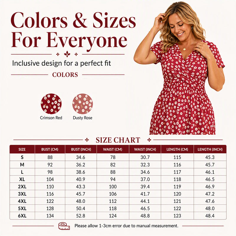 ✨🛍️Fresh Drop - Elegant Floral Print Dress with V-Neck