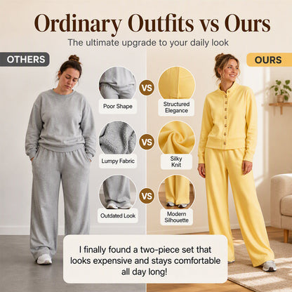 🌸Hot Sale 50% OFF💖Women's Button-Down Cardigan & Wide-Leg Pants Set