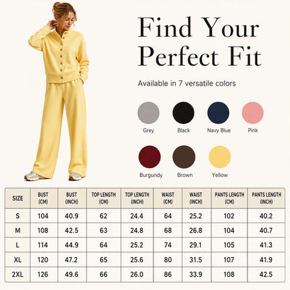 🌸Hot Sale 50% OFF💖Women's Button-Down Cardigan & Wide-Leg Pants Set
