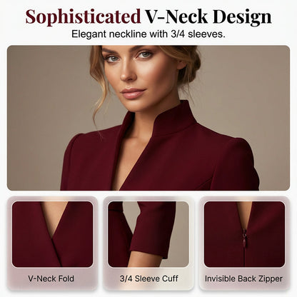 🌸Hot Sale 50% OFF💖Elegant Stand Collar V-Neck Bodycon Dress