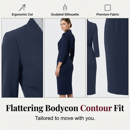 🌸Hot Sale 50% OFF💖Elegant Stand Collar V-Neck Bodycon Dress