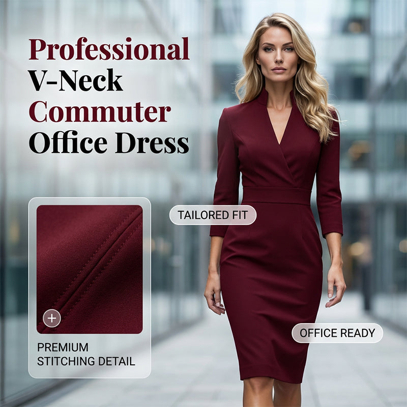 🌸Hot Sale 50% OFF💖Elegant Stand Collar V-Neck Bodycon Dress