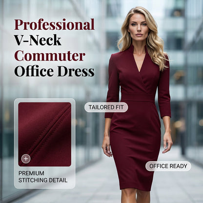 🌸Hot Sale 50% OFF💖Elegant Stand Collar V-Neck Bodycon Dress