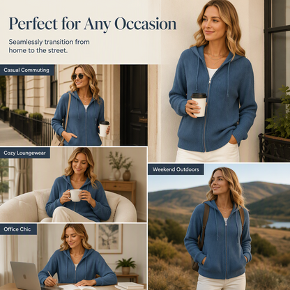 🌸Hot Sale 50% OFF💖Women's Hooded Knit Zip-Up Cardigan Sweater