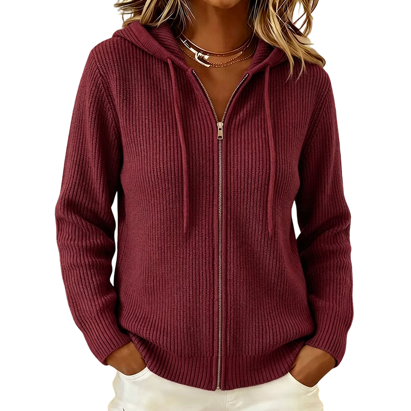 🌸Hot Sale 50% OFF💖Women's Hooded Knit Zip-Up Cardigan Sweater