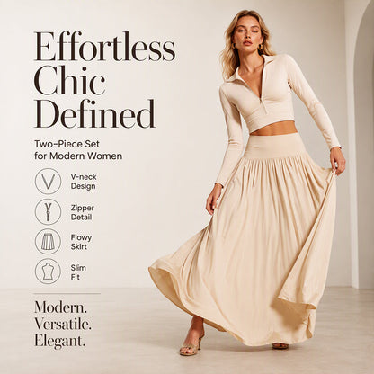 🌸Hot Sale 50% OFF💖Women's Crop Top & Maxi Skirt Set