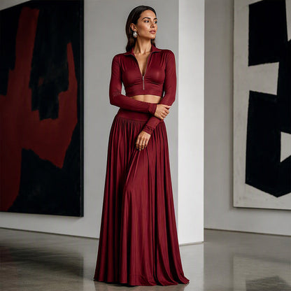 🌸Hot Sale 50% OFF💖Women's Crop Top & Maxi Skirt Set