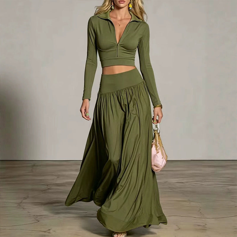 🌸Hot Sale 50% OFF💖Women's Crop Top & Maxi Skirt Set