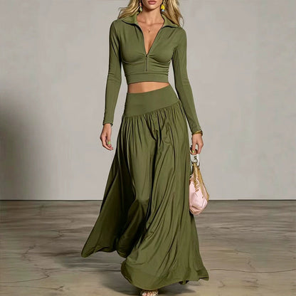 🌸Hot Sale 50% OFF💖Women's Crop Top & Maxi Skirt Set