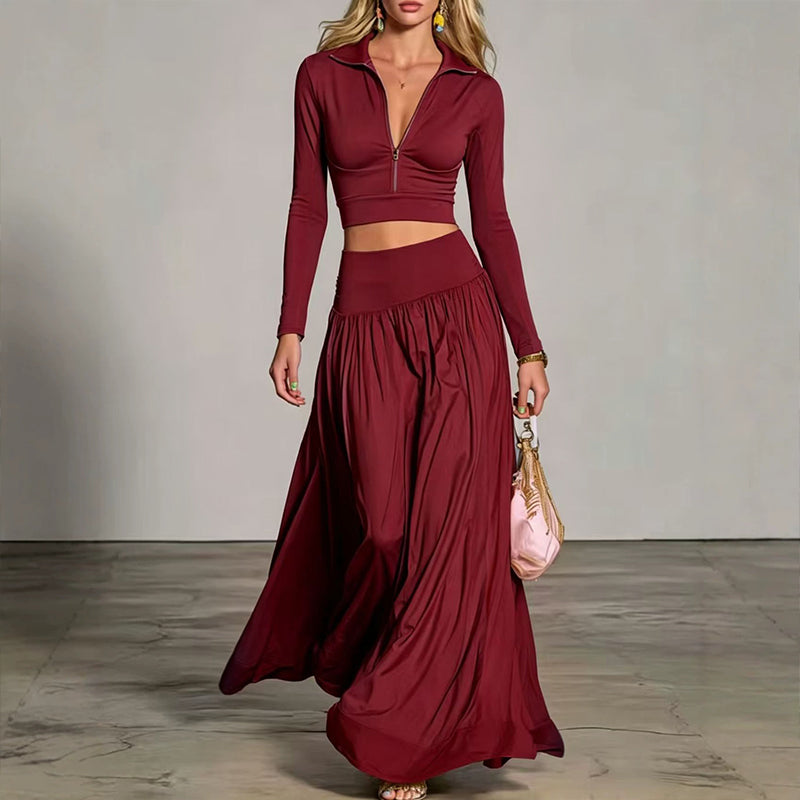 🌸Hot Sale 50% OFF💖Women's Crop Top & Maxi Skirt Set