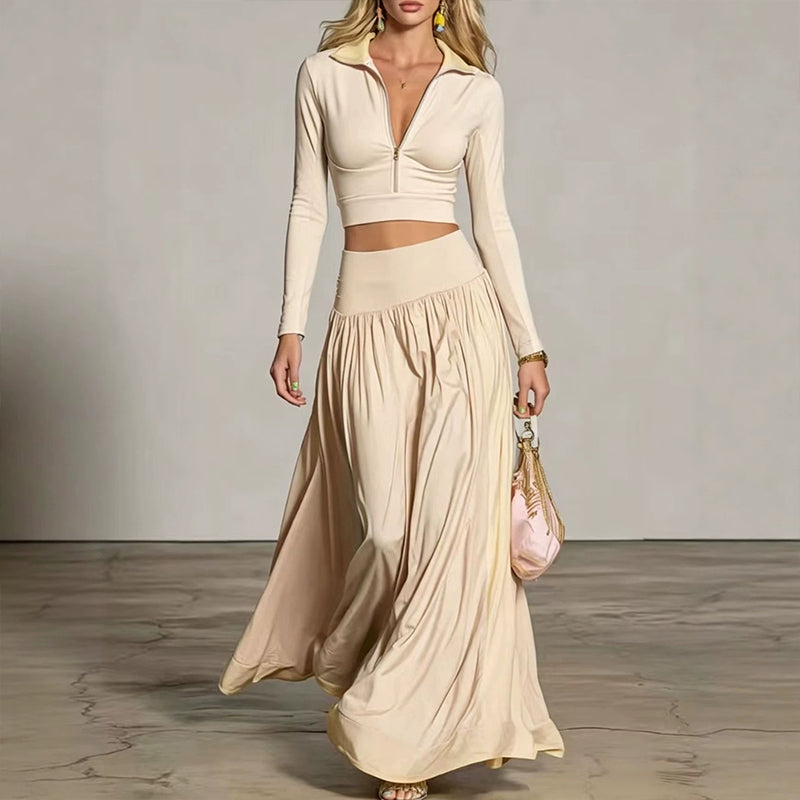 🌸Hot Sale 50% OFF💖Women's Crop Top & Maxi Skirt Set