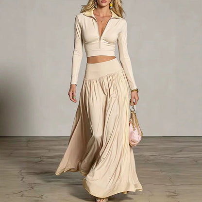🌸Hot Sale 50% OFF💖Women's Crop Top & Maxi Skirt Set