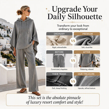 🌸Hot Sale 50% OFF💖Women's Loose Hooded Cape Top & Wide-Leg Pants Set