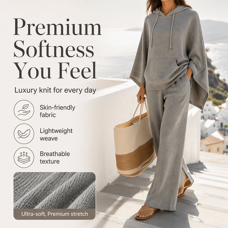 🌸Hot Sale 50% OFF💖Women's Loose Hooded Cape Top & Wide-Leg Pants Set