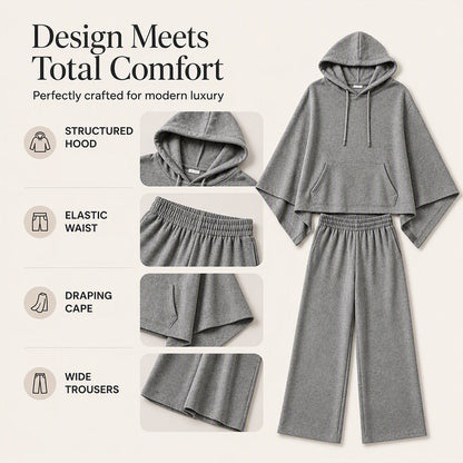 🌸Hot Sale 50% OFF💖Women's Loose Hooded Cape Top & Wide-Leg Pants Set