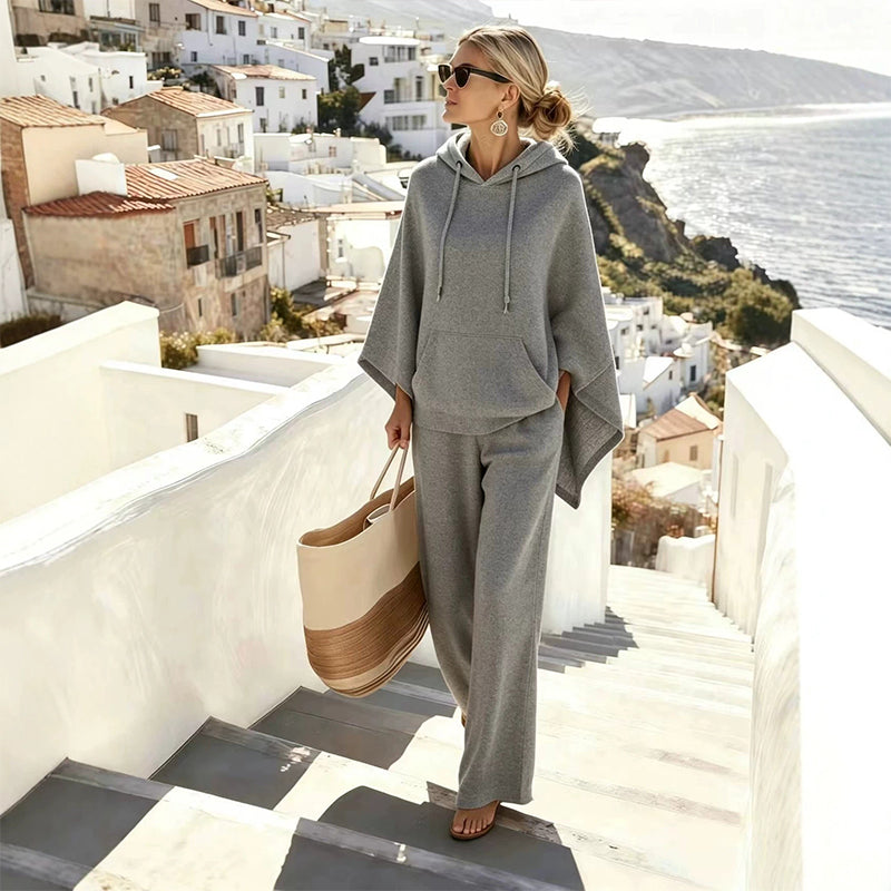 🌸Hot Sale 50% OFF💖Women's Loose Hooded Cape Top & Wide-Leg Pants Set