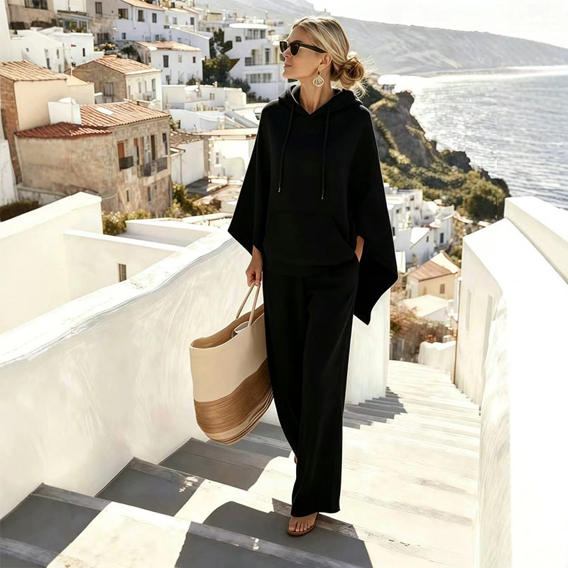🌸Hot Sale 50% OFF💖Women's Loose Hooded Cape Top & Wide-Leg Pants Set
