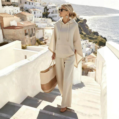 🌸Hot Sale 50% OFF💖Women's Loose Hooded Cape Top & Wide-Leg Pants Set