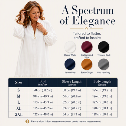 🌸Hot Sale 50% OFF💖Women's Half-Zip Stand Collar Dress with Lantern Sleeves