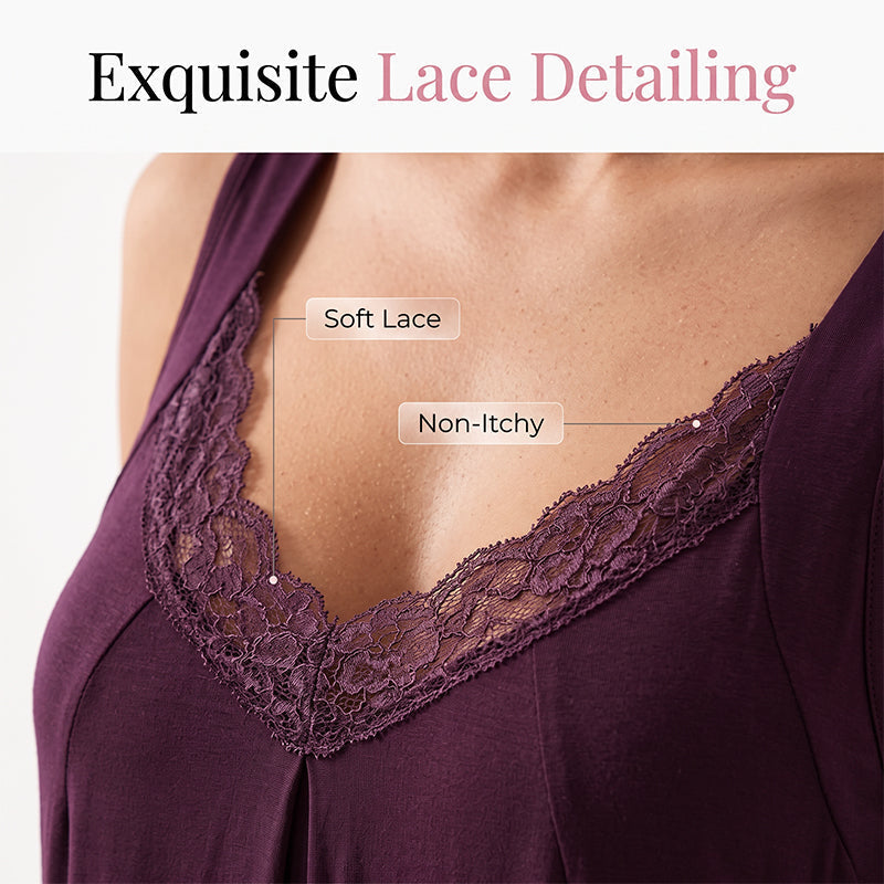 🥳2026 HOT SALE🥳💞Women's Lace V-Neck Nightdress Loose Modal Slip Sleepwear