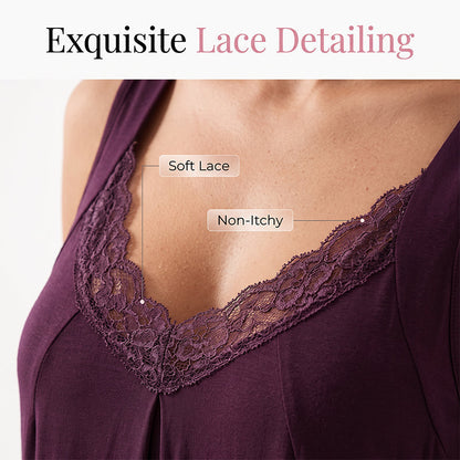 🥳2026 HOT SALE🥳💞Women's Lace V-Neck Nightdress Loose Modal Slip Sleepwear