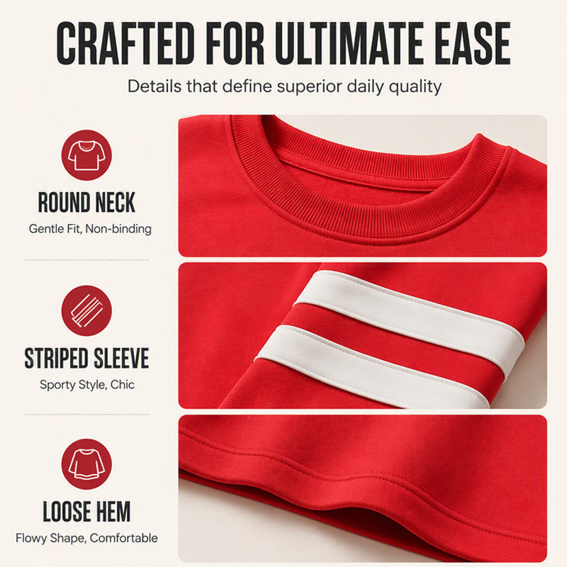🔥HOT SALE👗Women's Oversized Crewneck Striped Pullover