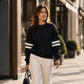 🔥HOT SALE👗Women's Oversized Crewneck Striped Pullover