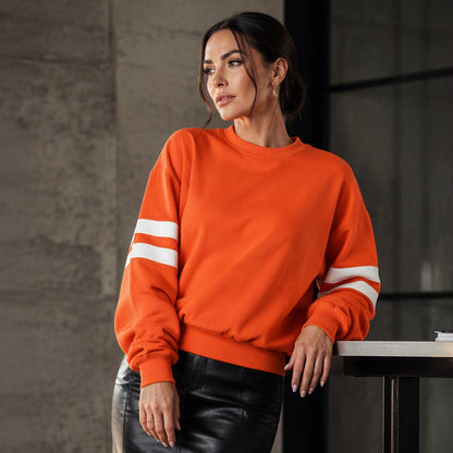 🔥HOT SALE👗Women's Oversized Crewneck Striped Pullover