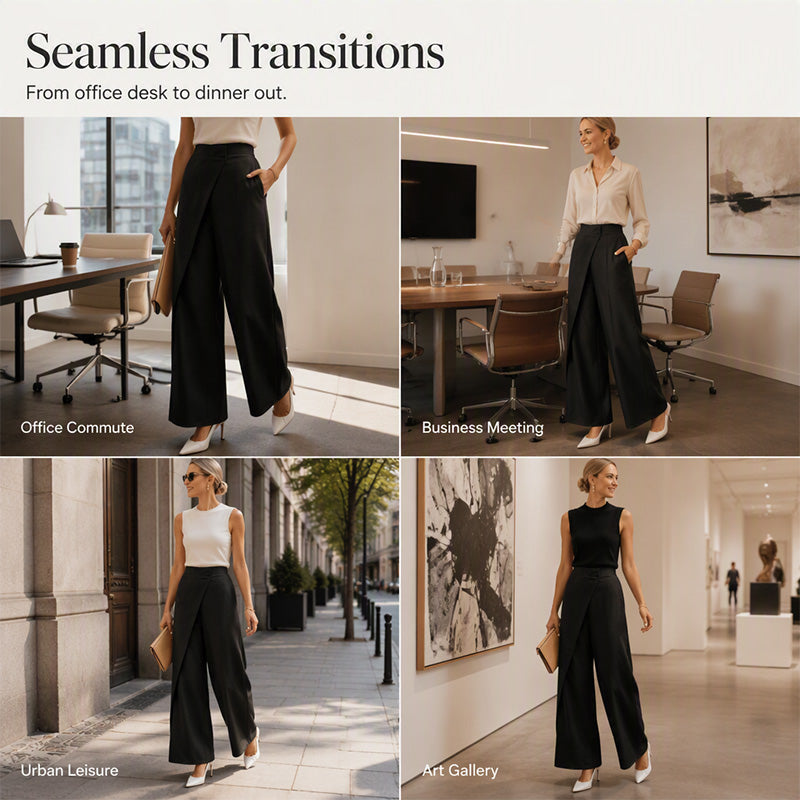 🌸Hot Sale 50% OFF💖Women's High Waisted Asymmetric Wrap Suit Pants