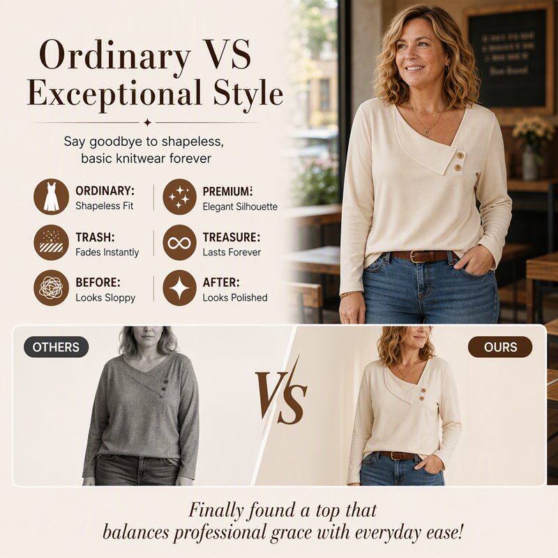 ✨Hot Sale 50% OFF!Women's Chic Asymmetrical V-Neck Top