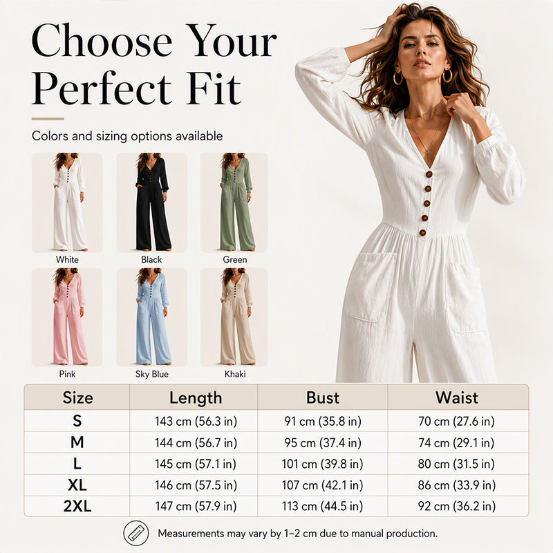 ✨Hot Sale 50% OFF! 🌺Women's V Neck Long Sleeve Jumpsuit