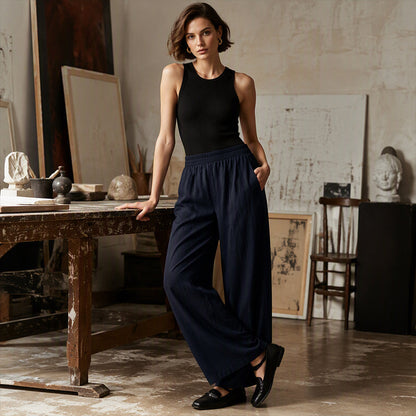 👖 Women's Elastic Waist Wide-Leg Pants – Flattering Relaxed Fit For Everyday Comfort & Style 🤍