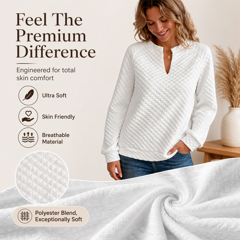 🌸50% OFF💖Women's Textured V-Neck Long Sleeve Top