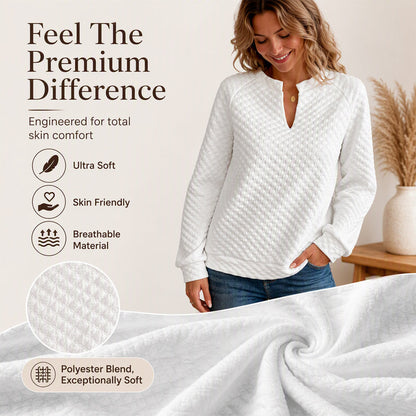 🌸50% OFF💖Women's Textured V-Neck Long Sleeve Top