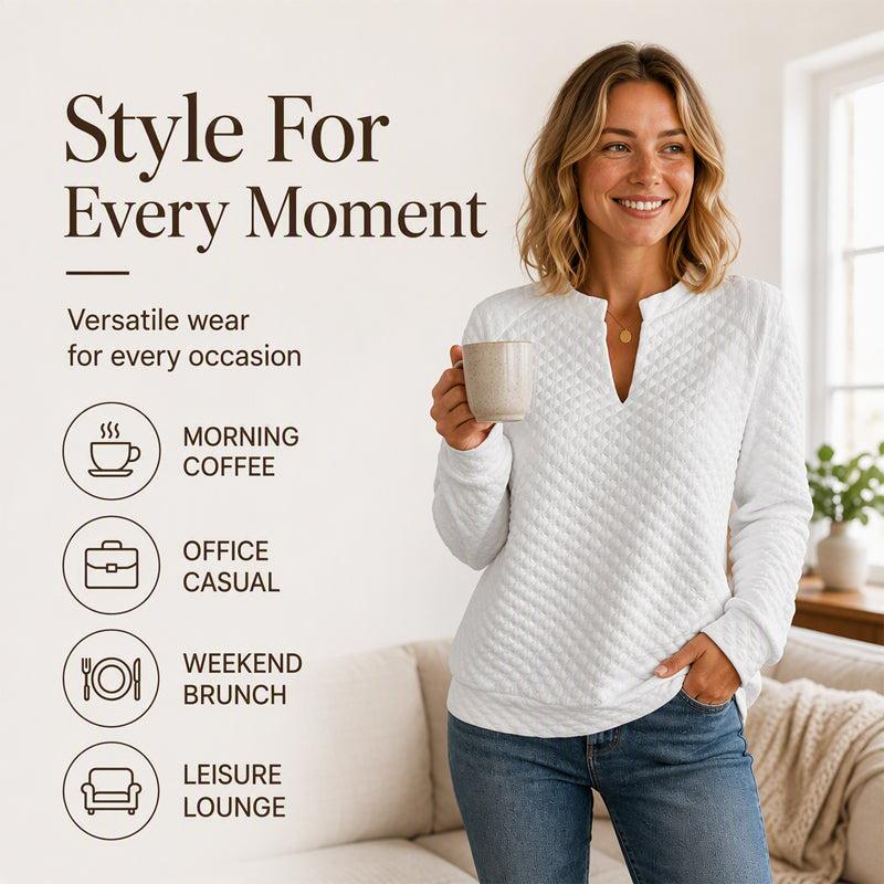 🌸50% OFF💖Women's Textured V-Neck Long Sleeve Top