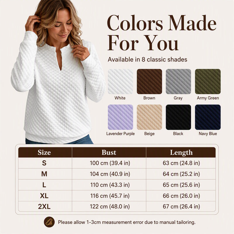 🌸50% OFF💖Women's Textured V-Neck Long Sleeve Top