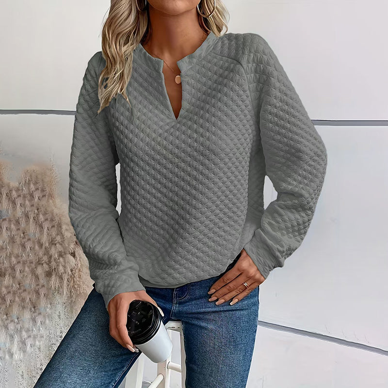 🌸50% OFF💖Women's Textured V-Neck Long Sleeve Top