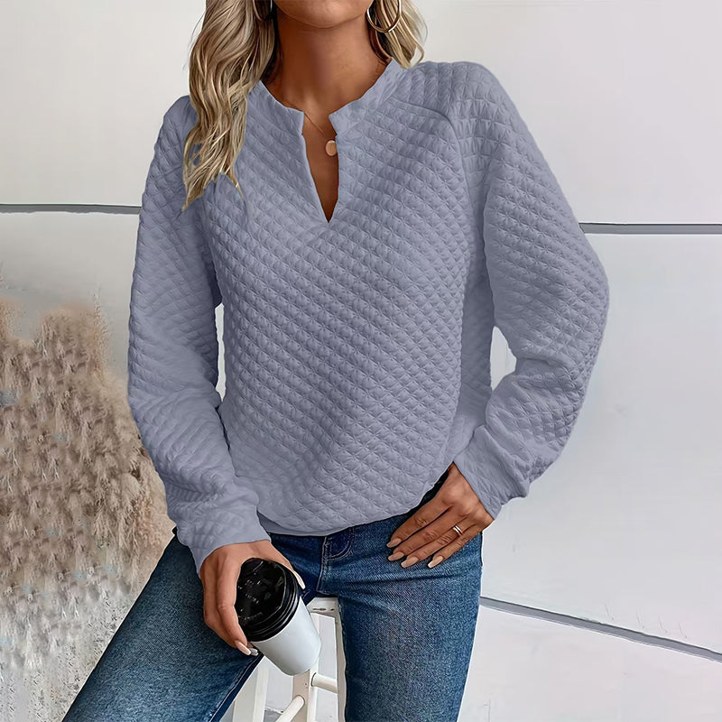 🌸50% OFF💖Women's Textured V-Neck Long Sleeve Top