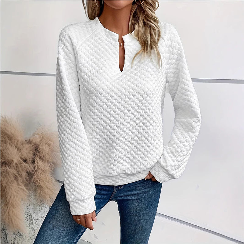🌸50% OFF💖Women's Textured V-Neck Long Sleeve Top
