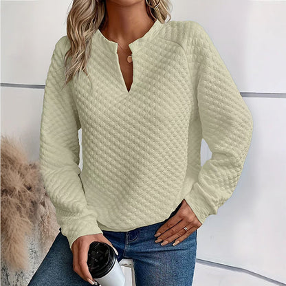 🌸50% OFF💖Women's Textured V-Neck Long Sleeve Top