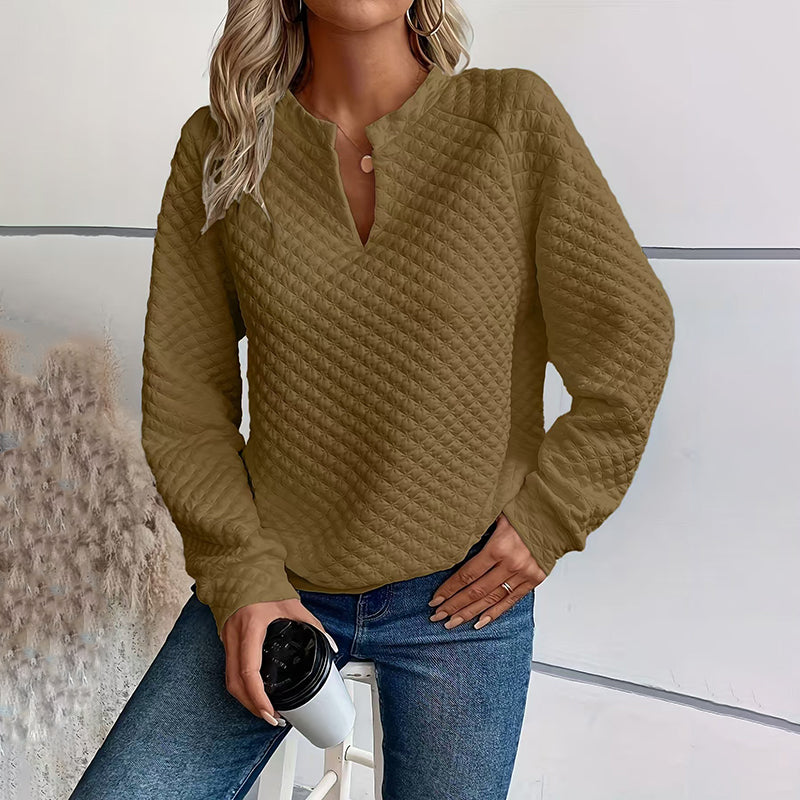 🌸50% OFF💖Women's Textured V-Neck Long Sleeve Top