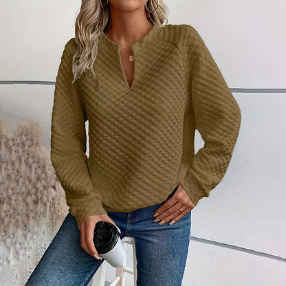 🌸50% OFF💖Women's Textured V-Neck Long Sleeve Top