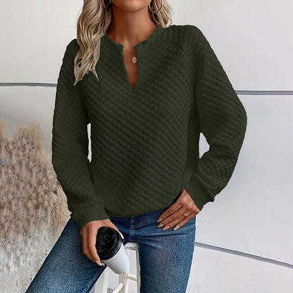 🌸50% OFF💖Women's Textured V-Neck Long Sleeve Top