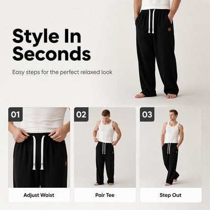👖💨 Men's Casual Wide Leg Sweatpants-Soft Fabric,Relaxed Fit, Adjustable Waist