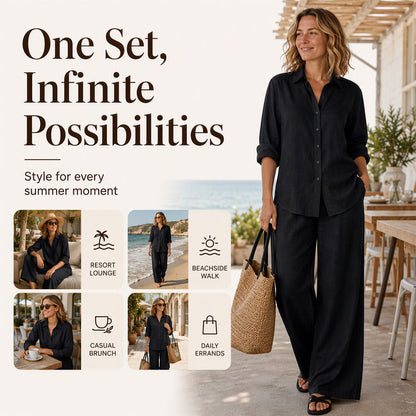 Bestseller👚 Casual Shirt & Wide-Leg Pants Set – Effortless Coordination & All-Day Comfort for Every Look
