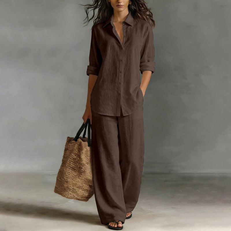Bestseller👚 Casual Shirt & Wide-Leg Pants Set – Effortless Coordination & All-Day Comfort for Every Look