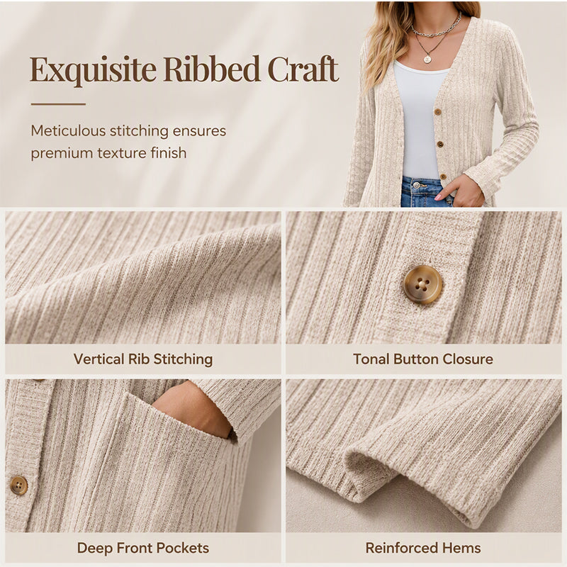 🌸 2026 Fall New Arrival ✨Mid-Length Knit Cardigan With Pockets