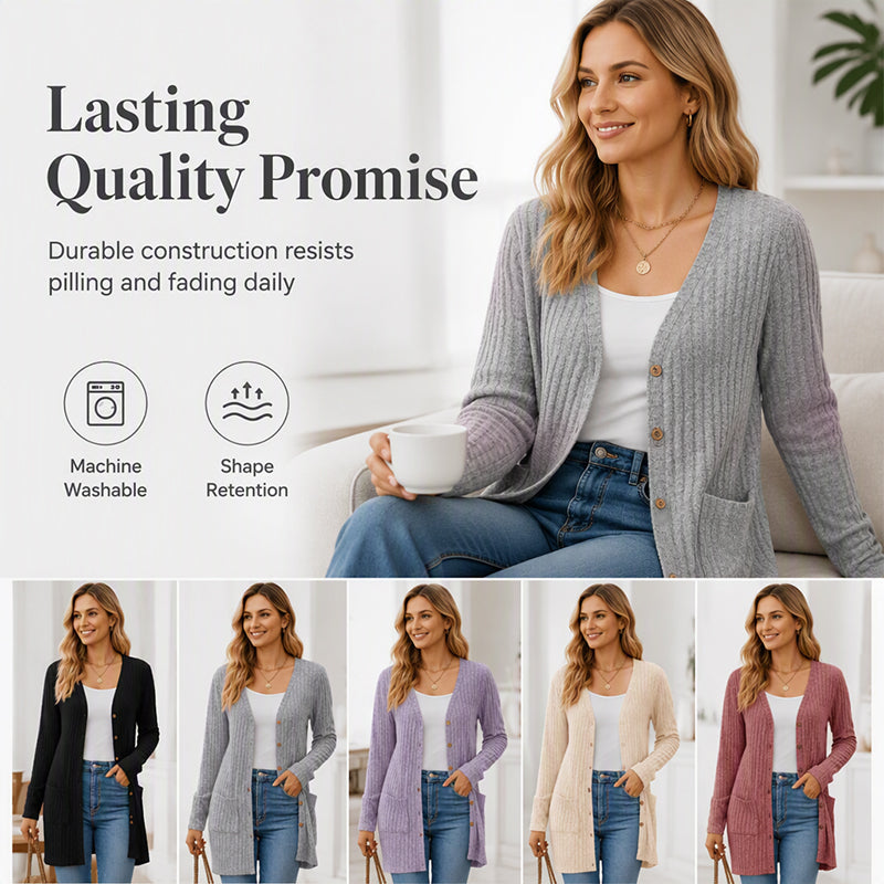 🌸 2026 Fall New Arrival ✨Mid-Length Knit Cardigan With Pockets